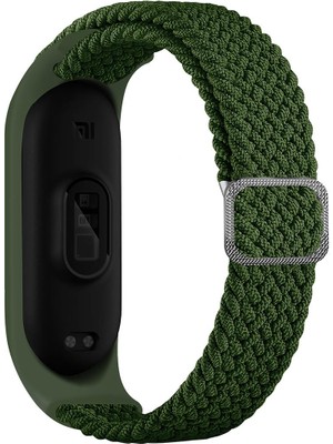 AktarMobile Xiaomi Mi Band 3 Uyumlu Kordon Örgü Loop Kayış Metal Tokalı Bileklik Elastik Ayarlanabilir
