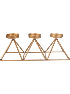 Karaca Home Geometri 3'lü Mumluk Gold 36X13CM