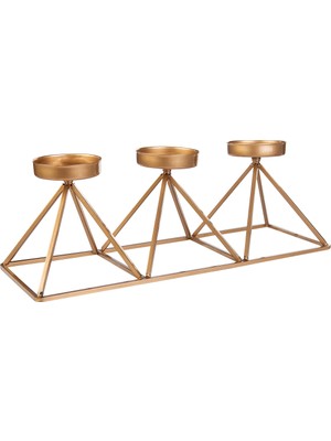 Karaca Home Geometri 3'lü Mumluk Gold 36X13CM