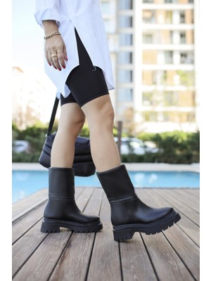 Shoemark Eliza Siyah Cilt Kadın Bot