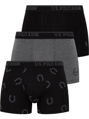 U.s. Polo Assn. 80304 Erkek Siyah-Antrasit-Siyah 3'lü Boxer