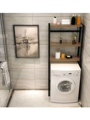 Noowa Çamaşır Makinesi Üstü Düzenleyici Banyo Dolabı Rafı Ceviz