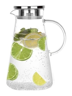 Milea Metal Kapaklı Isıya Dayanıklı Borosilikat Cam Sürahi