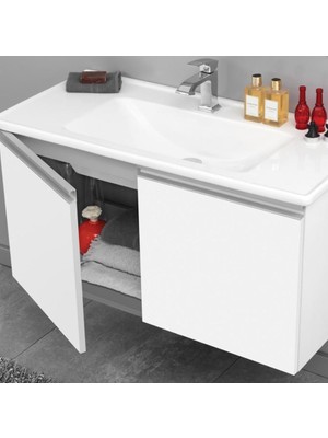 Orka Terme 80 cm Mdf Beyaz Banyo Dolabı Alt Modül ve Lavabo