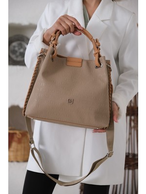 Just Polo Kadın Mıknatıs Kapama Örgü Detaylı El ve Omuz Çantası PBU4031