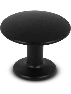 Badem10 Düğme Çekmece Dolap Kapak Kulpu Kulbu Siyah Metal Daire Kulp