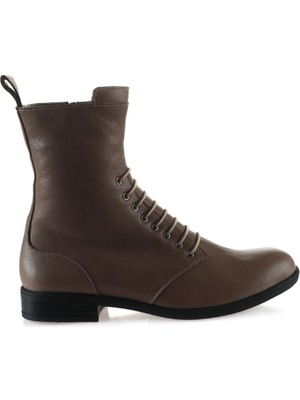 Bueno Shoes Gri Deri Kadın Düz Bot