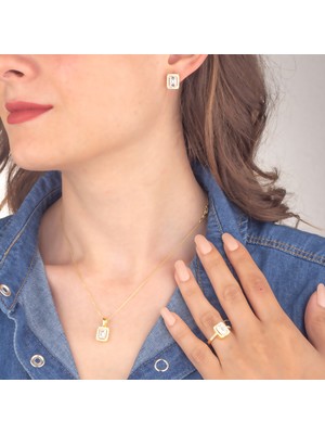 Miavi Silver 925 Ayar Gümüş Baget Taşlı Takı Seti