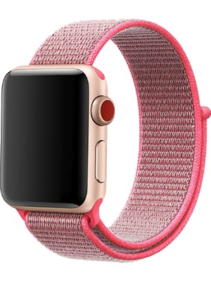 Bipower Apple Watch Uyumlu 38-40 mm Krd3 Hasır Kordon Pembe