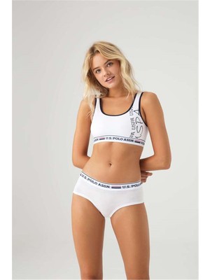 U.S. Polo Assn. 66255 Kadın Büstiyer Şort Takım-Beyaz