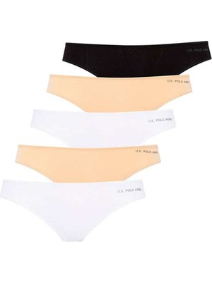 U.S. Polo Assn. 67005 Kadın 5'li Kıl Lastiklı Strıng - Siyah&ten&beyaz&ten&beyaz