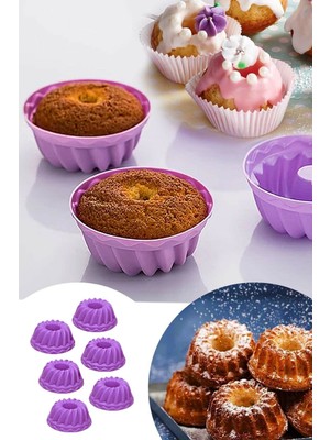 Qniay Renkli Silikon 6'lı Kek ve Muffin Kalıbı Qniayhome
