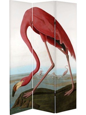 MonoStella Flamingo 3 Kanatlı Oda Bölücü Çift Taraflı Kanvas Paravan