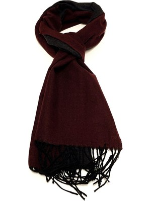 Kravatkolik Bordo - Gri Çift Taraflı Düz Erkek Kaşkol K314