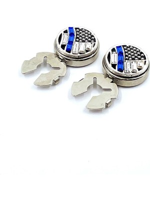 Kravatkolik Gümüş Renk Mavi Beyaz Taşlı Geçmeli Kol Düğmesi GC65