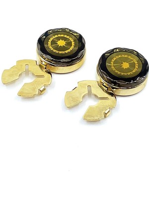 Kravatkolik Altın Renk Sarı Desen Geçmeli Kol Düğmesi GC63