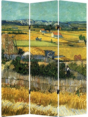 MonoStella Vincent Van Gogh The Harvest 3 Kanatlı Oda Bölücü Çift Taraflı Kanvas Paravan