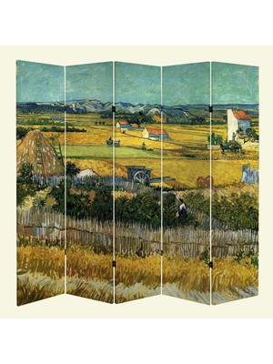 MonoStella Vincent Van Gogh The Harvest 5 Kanatlı Oda Bölücü Çift Taraflı Kanvas Paravan