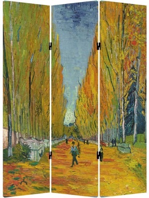 MonoStella Vincent Van Gogh Lalle Des Alyscamps 3 Kanatlı Oda Bölücü Çift Taraflı Kanvas Paravan