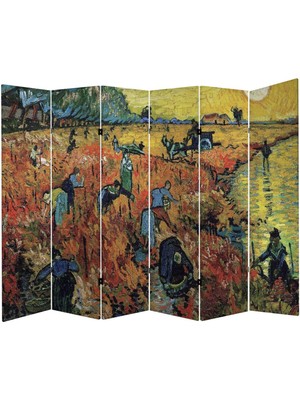 MonoStella Vincent Van Gogh Red Vineyards 6 Kanatlı Oda Bölücü Çift Taraflı Kanvas Paravan