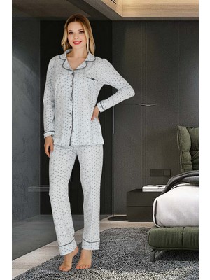 Sensu Kadın Uzun Kollu Düğmeli Pijama Takımı - PJ3078-M