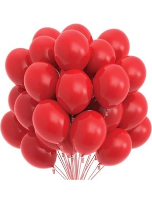 Bal10 Dünyası Kırmızı Pastel Balon 100 Adet + 5 mt Balon Zinciri