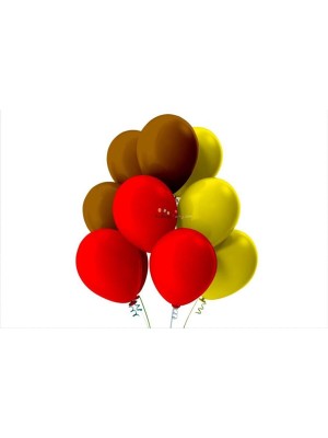 Bal10 Dünyası Kahverengi-Kırmızı-Sarı Pastel Soft Balon 10 Adet