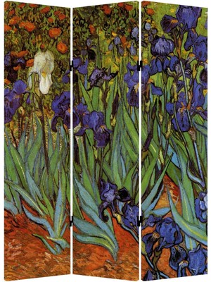 VeraStore Van Gogh 3 Kanatlı Oda Bölücü Çift Taraflı Kanvas Paravan