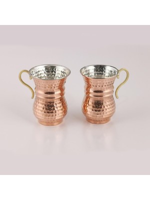 Çanak Sepeti El Dövmesi Bakır Su & Ayran Bardağı 2 Adet