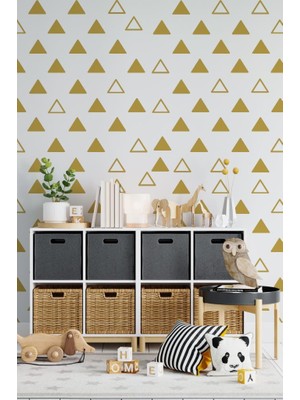 Lizpo Decor Modern Üçgen Duvar Sticker, Bebek ve Çocuk Odası Dekoratif Duvar Çıkartması Sticker, 3,5x3,5cm Gold 170 Adet