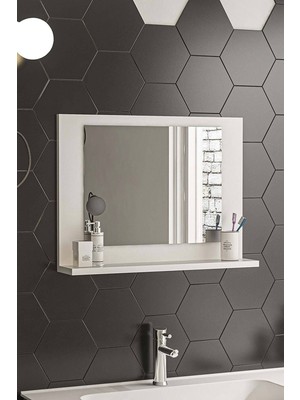 45X60CM Raflı Banyo Aynası Wc Koridor Duvar Salon Ofis Yatak Odası Boy Ayna 45X60-RAFLI-BANYO-AYNA