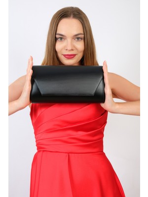 NAZART KADIN KUMAŞ SİYAH  ABİYE CLUTCH PORTFÖY KADIN GECE ÇANTASI