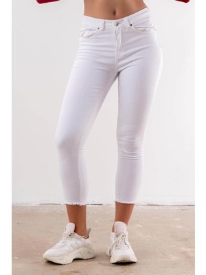 Nikadu Yüksek Bel Skinny Jean Pantolon  - Beyaz