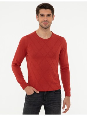 Pierre Cardin Erkek Kiremit Slim Fit Kazak 50248527-VR031