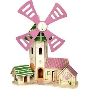 Pazarız 3D Ahşap Puzzle Yapboz Maket Yel Değirmeni  Boyanabilir 54 Parça