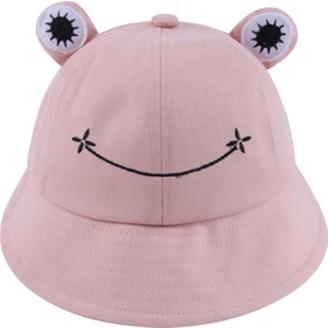 Kova Şapka Nefes Kurbağa Kulakları Nakış Desen Pamuk Froggy Balıkçı Cap Kadınlar Için (Yurt Dışından)