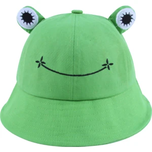 Kova Şapka Nefes Kurbağa Kulakları Nakış Desen Pamuk Froggy Balıkçı Cap Kadınlar Için (Yurt Dışından)