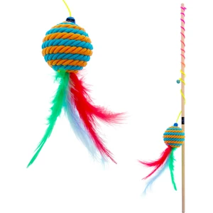 Sdy Pet Ahşap Saplı Kedi Oltası Toplu Oyuncak - 50 cm