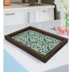 Bk Gift Retro Motif Tasarımlı Doğal Ahşap Tepsi-8