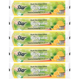 Star Plus Büzgülü Büyük Boy Çöp Torbası 5 Limon Kokulu 65 x 70 cm