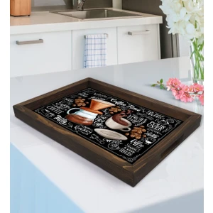 Bk Gift Coffee Tasarımlı Doğal Ahşap Tepsi-3