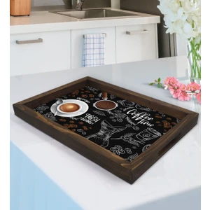 Bk Gift Coffee Tasarımlı Doğal Ahşap Tepsi-4