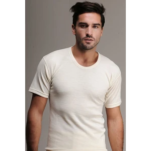 Içlik 100 Krem Erkek Kısa Kollu Yün Içlik Termal Fanila