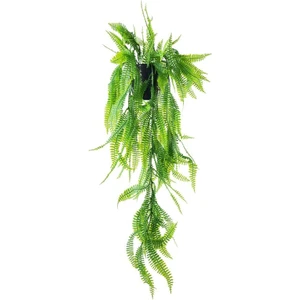 Yapay Çiçek Siyah Saksıda Sarkan Çiçek Boston Fern