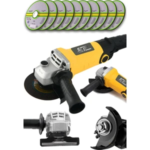 Spech Power Amerikan Bakır Sargılı 6 Kademeli Gövde Devir Ayarlı 1200 W 115 mm Kuyruklu Taşlama Makinası 10 Taş Hediyeli