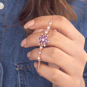 Miavi Silver 925 Ayar Gümüş Ametist Taşlı Nergis Bileklik