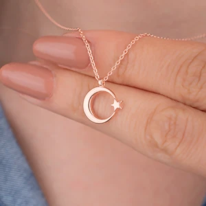 Miavi Silver 925 Ayar Gümüş Ay Yıldız Kolye