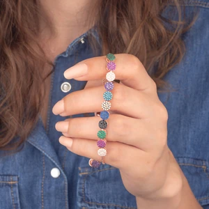 Miavi Silver 925 Ayar Gümüş Mix Taşlı Asansörlü Bileklik