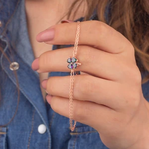 Miavi Silver 925 Ayar Gümüş Mistik Topaz Taşlı Yonca Bileklik