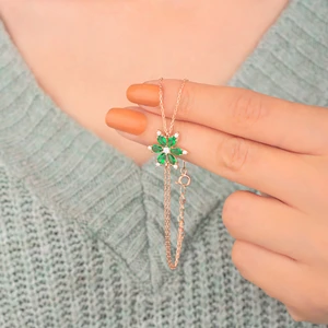 Miavi Silver 925 Ayar Gümüş Zümrüt Taşlı Nergis Çiçeği Bileklik